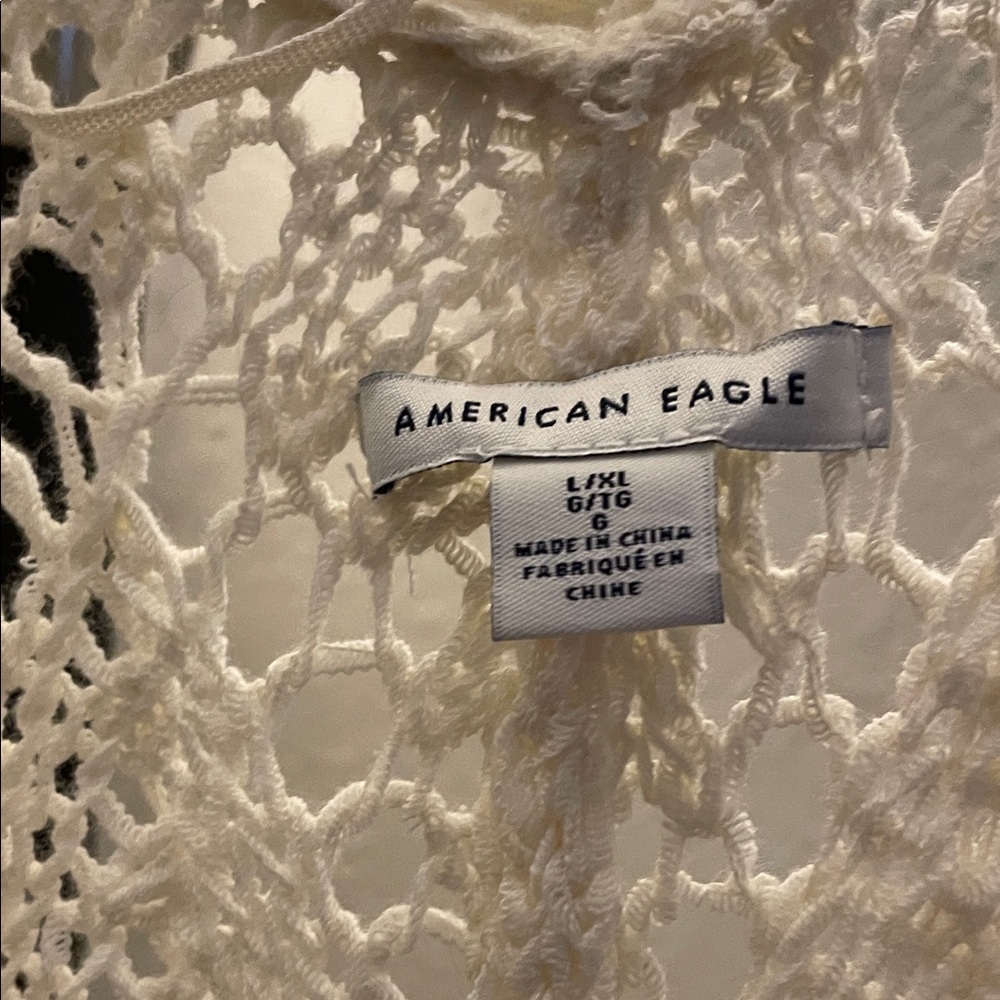 American Eagle Outfitters Cream Open-Front Fringe Duster - Picture 2 of 2